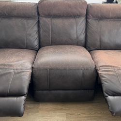 Leather Reclining Sofa Set – Loveseat + 3-Seater