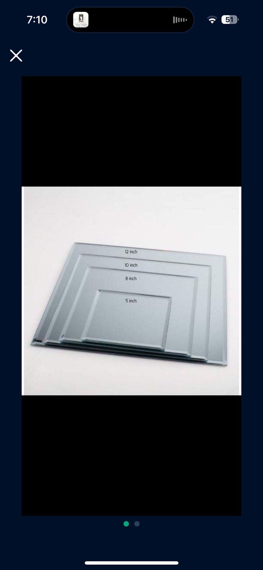 Beveled-Edge Square Mirror. 12” square. Brand new in packaging.