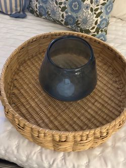 Basket and blue vase