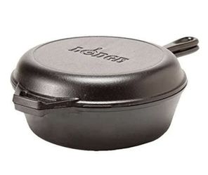 2 Piece Lodge Cast Iron Skillet 8 CF Chicken Deep Fryer 10" Pan W/ Lid Made USA
