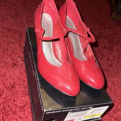 Vintage Pinup Style Heels Red Size 7