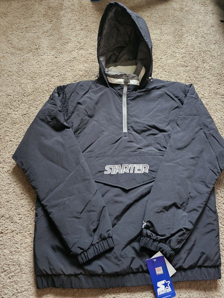 NEW STARTER CLASSIC LOGO 1/2 ZIP WITH HOOD WINTER JACKET MENS size Medium $225 Retail