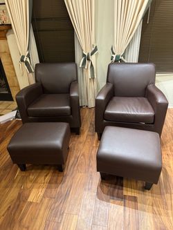 Two chairs and two ottomans