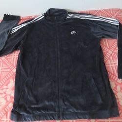vintage 2007 adidas dark navy white traditional velvet basketball jacket 3XT