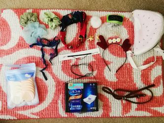 Girl's accessories, hair band, hair pin, bag, belt, choker, makeup cotton