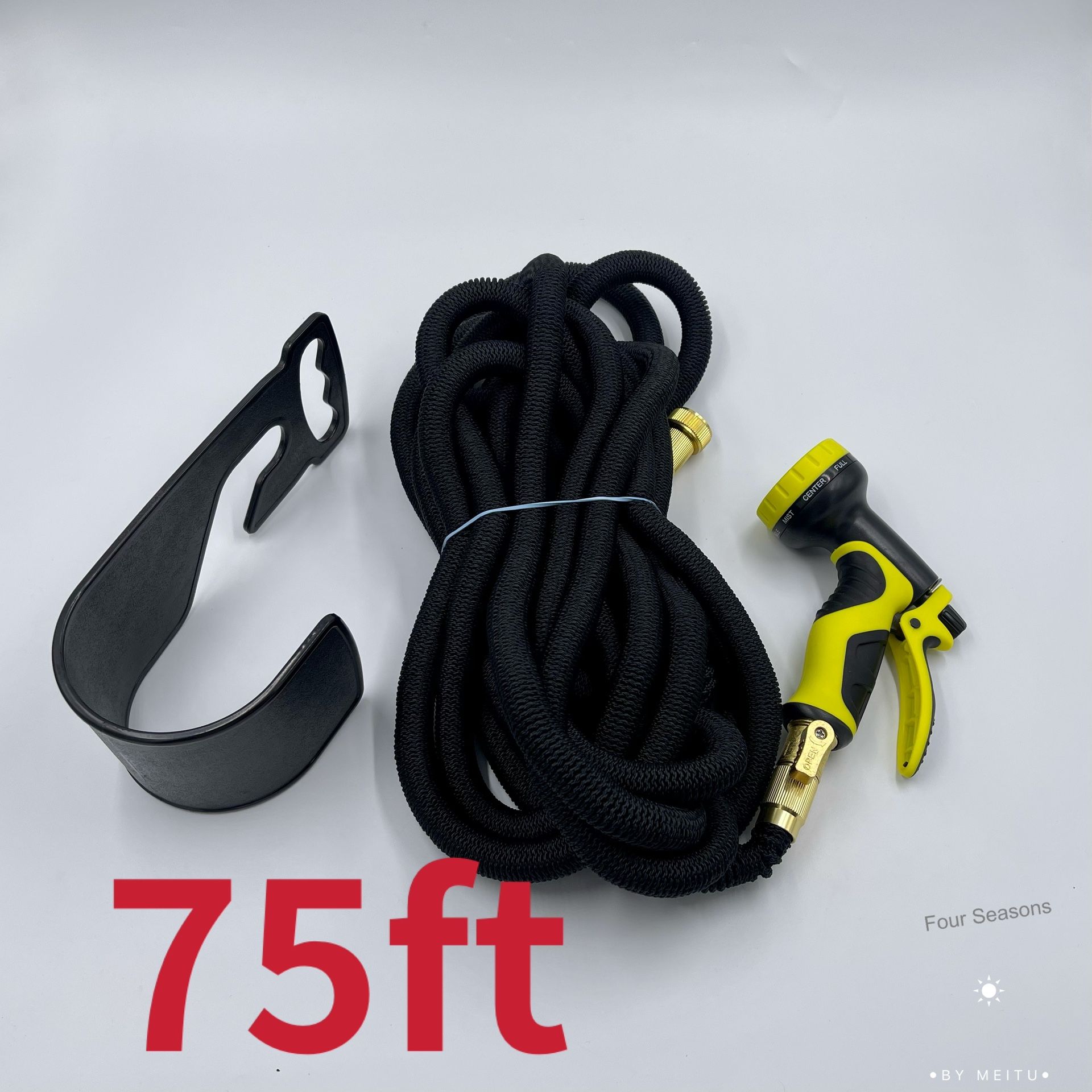 75ft Expandable Garden Hose Water Hose with 10 Function Nozzle, Lightweight & No-Kink Flexible Water Hose with Super Durable 3750D Fabric and Solid Br