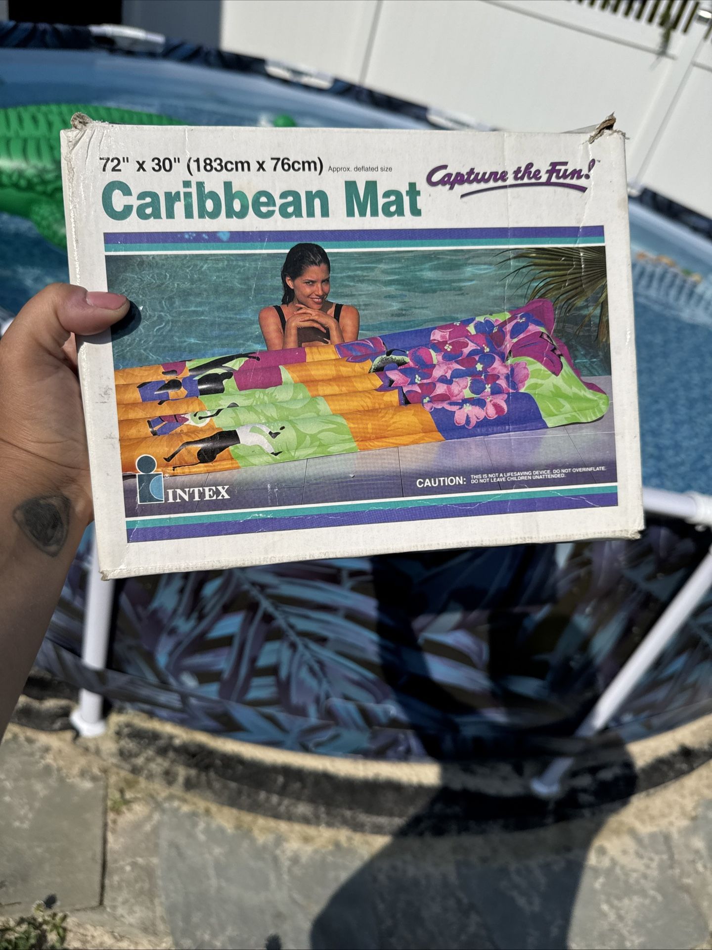 Rare Vintage 1992 NEW Intex Inflatable Caribbean Mat Pool Raft Beach Float