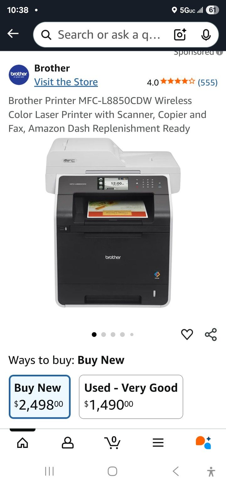 Brother Printer MFC-L8850CDW Wireless Color Laser Printer with Scanner, Copier And Fax