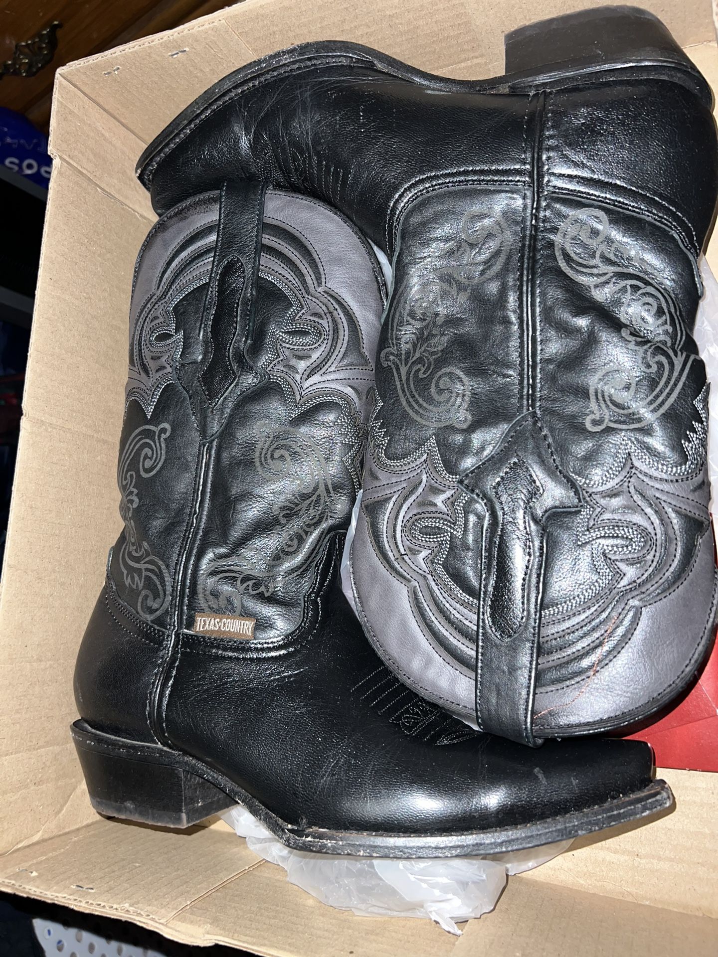 Black Leather Boots Snip Toe Size 7