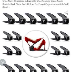 Shoe Slots Organizer, Adjustable Shoe Stacker Space Saver