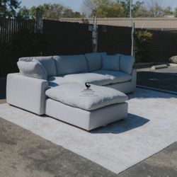 Gray Velvet Cloud Couch Sectional Sofa