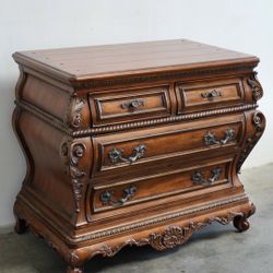 Thomasville Bombe Chest - Vintage Rich Mahogany Wood Dresser, 1990s Antique Furniture