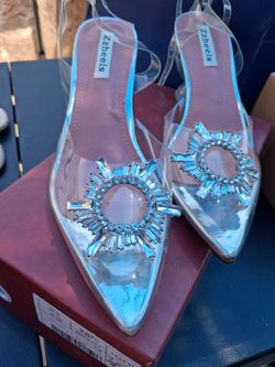 Zzheels Clear Crystal Slingback Pump