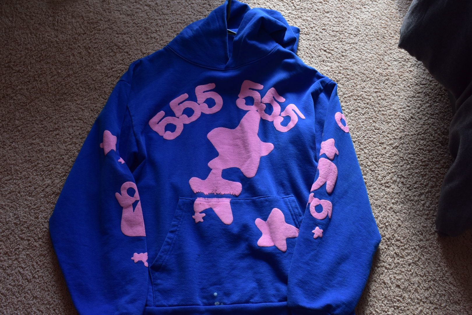 555 PINK AND BLUE SP5DER HOODIE