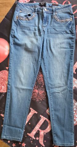 Embellished Light Wash Straight Leg Jeans