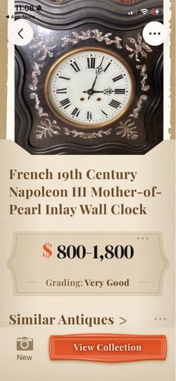 French i9th Century Napoleon III Mother-of-Pearl Inlay Wall Clock