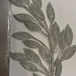 Silver Leaf Bridal Headpiece With Hair Comb 