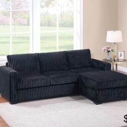 Black Corduroy Sectional Sofa 