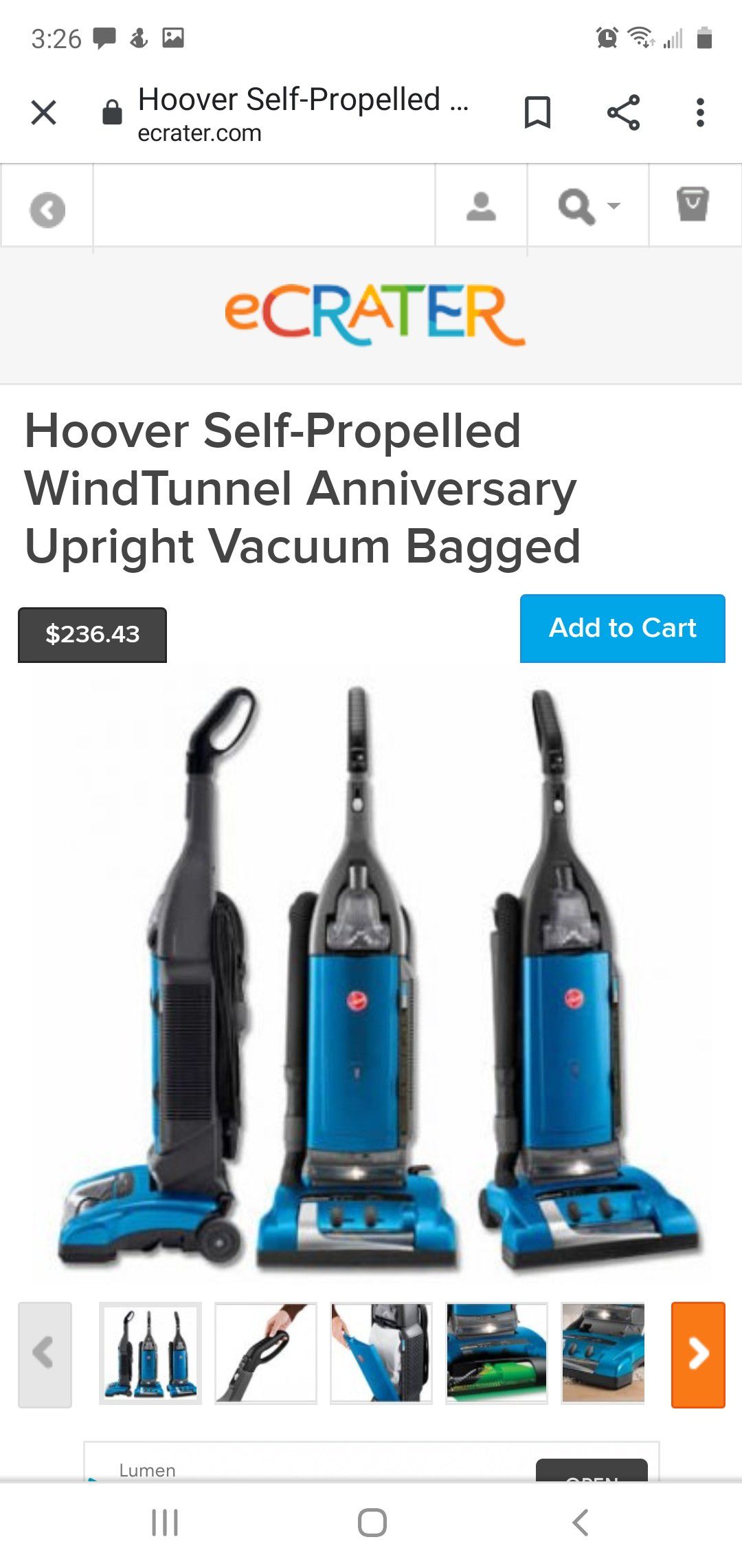 Hoover WindTunnel bagged vacuum