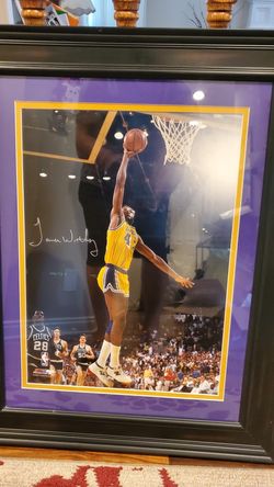 James worthy signed photo 14x18 framed