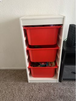 IKEA storage with 3 bins