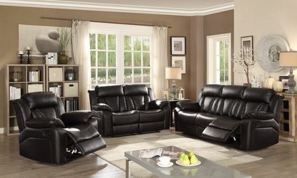 Black leather couch set