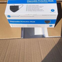50 PIECES Disposable face Mack Black 3-ply Macks