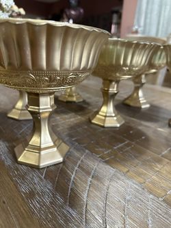 Six Piece Gold Centerpieces $25