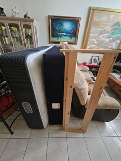 Full size bed with wood frame