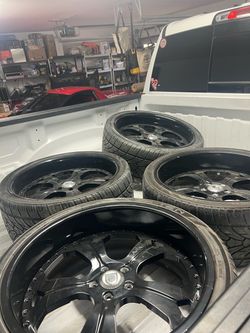 Set of 4 Black Aftermarket Wheels with Tires