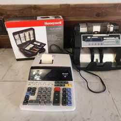 Cash Handling Bundle: Honeywell Cash Box + Sharp Printing Calculator + Bill Counter