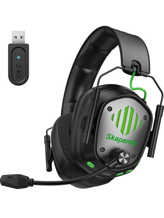 2.4GHz Wireless Gaming Headset for PS5, PS4, PC - Bluetooth Gaming Headphones with Noise Canceling Mic, Low Latency, Stereo Sound, 50+Hr Battery