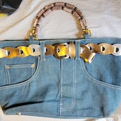 JEANS PURSE with BEADED HANDLE