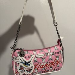 Ed Hardy Pink Skull Swallow Shoulder Bag Purse