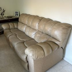 Leather Sofa with Recliners