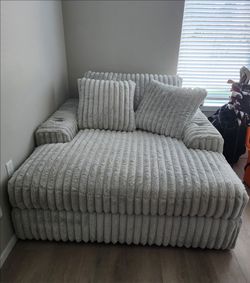 Oversized Accent Chair in Gray Chenille