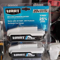 2 Pack Of 20v Hart Battery 