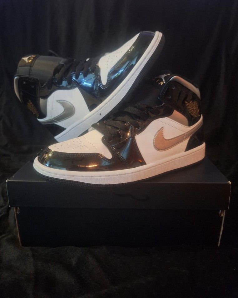 Air Jordan 1 Mid SE Black Metallic /silver White