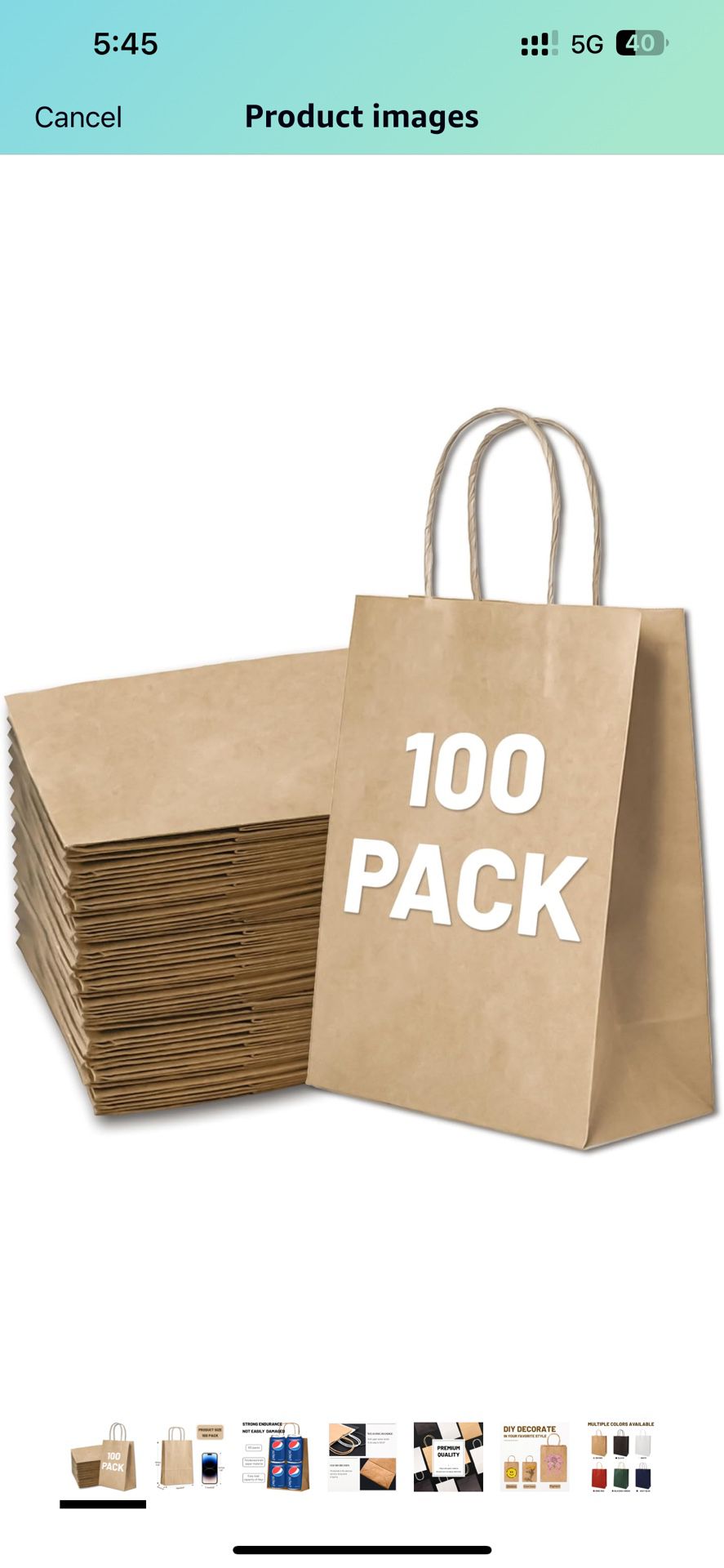 Gift Bags 8.25"X5.9 "X3.15" 100pcs Brown Paper Bags with Handles,Kraft Paper Bags for Small Business Christmas Bulk Bags, Wedding Party Favor Bags,Sho