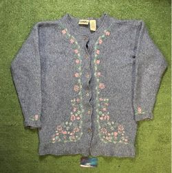 vintage Northern Reflections blue wool-blend cardigan sweater