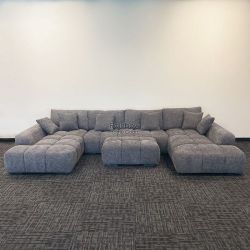Oversized Lounge Style U-Shape Modular Double Chaise Sectional Sofa Couch with Ottoman