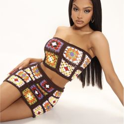 Fashion Nova Crochet Skirt Set