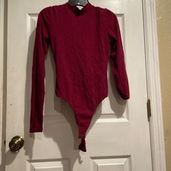 Burgundy long sleeve bodysuit