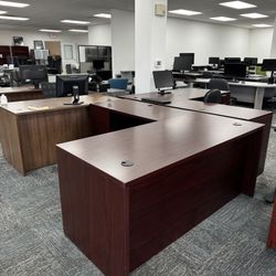 Built For Business! Used - 66” X 78” HON Mahogany Laminate L - Shape Desk 