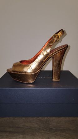 Sergio Rossi Bronze Leather Slingbacks Size 8