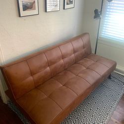 Light Brown Armless Adjustable Sofa Bed