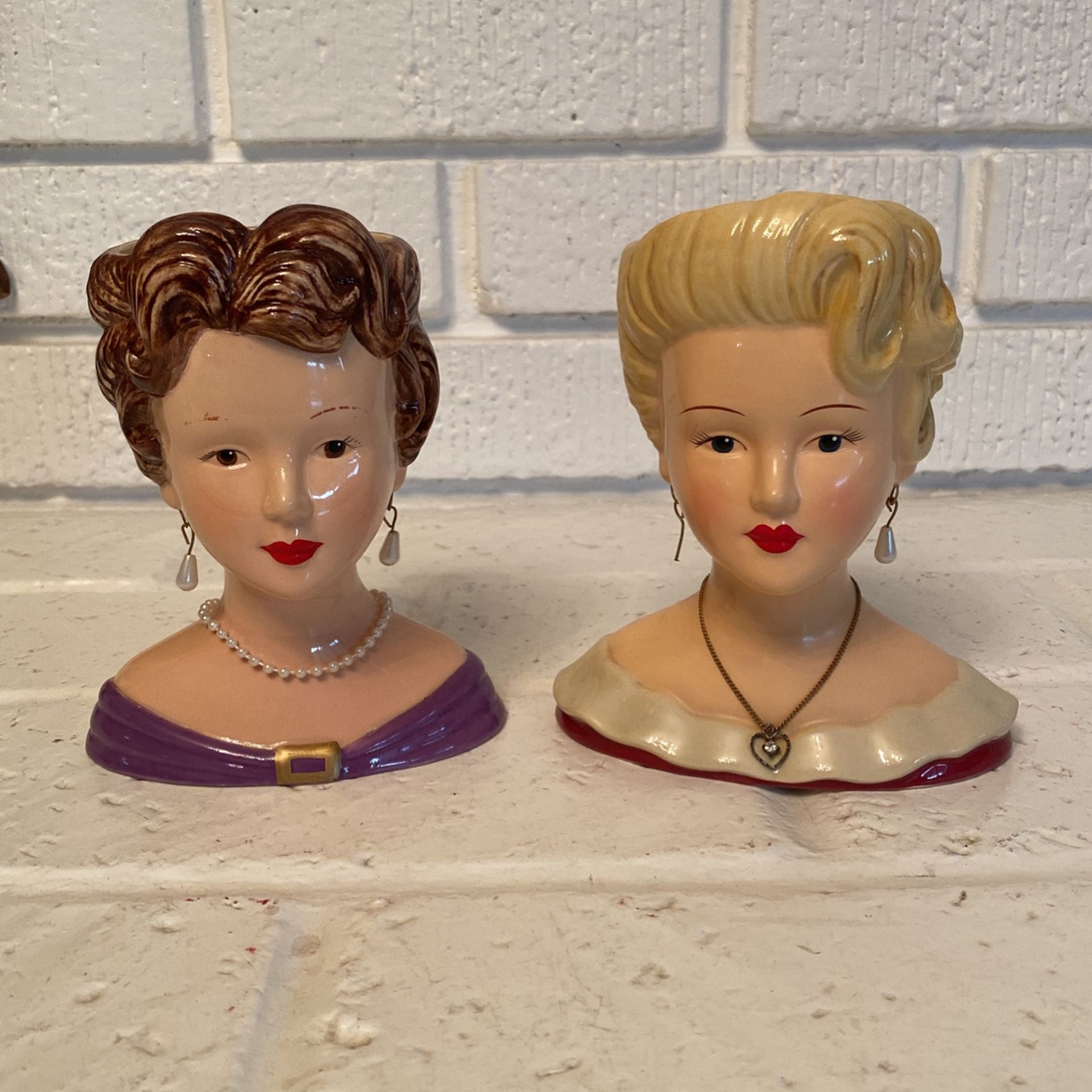 Vintage Ladies Head Vases Antique 1950s