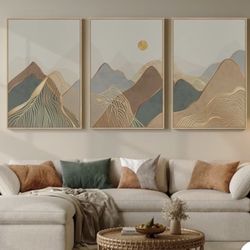 24x35 Framed Boho Mountain Wall Art