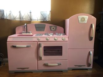 Play Kitchen… Stove/ Refrigerator…Pink solid wood