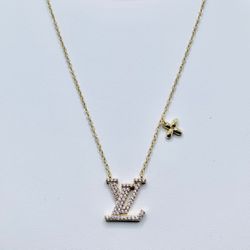 LV Crystal Gold Necklace 